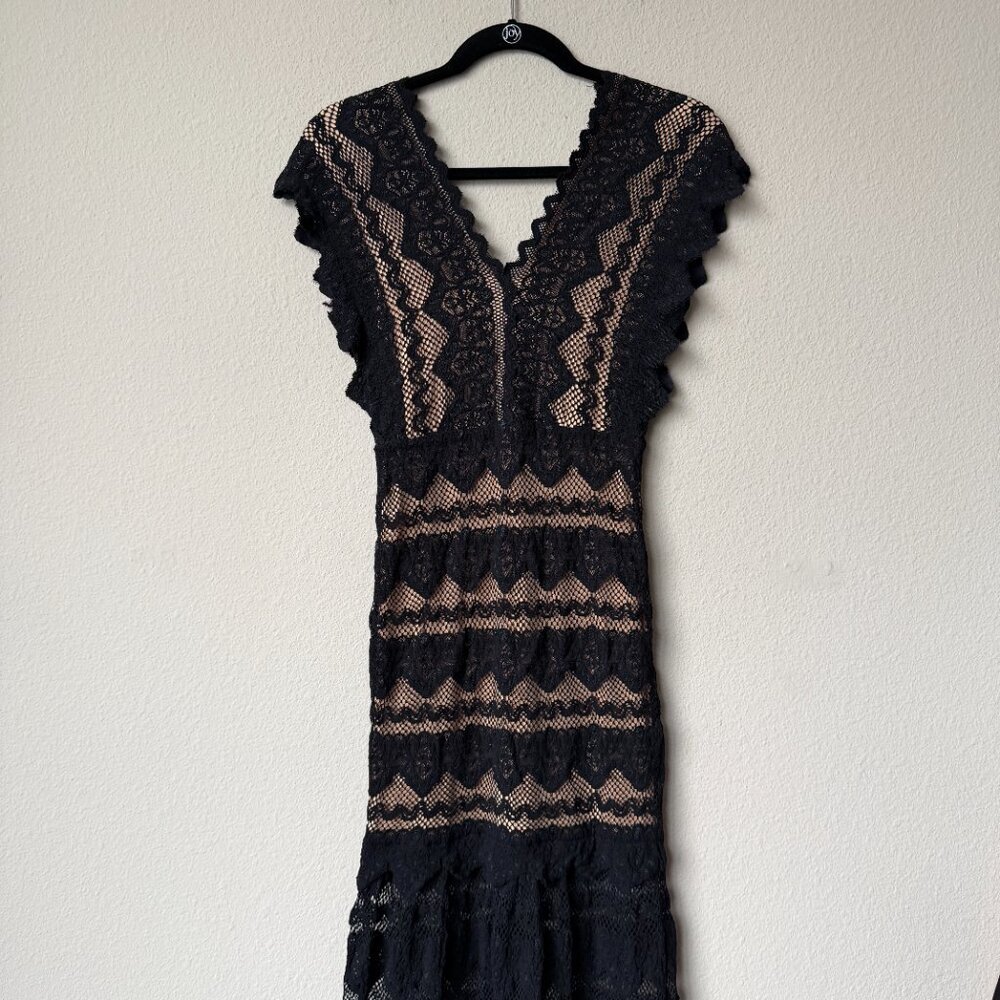 Nightcap Antoinette Lace Gown in Black & Tan Size M - Picture 3 of 6